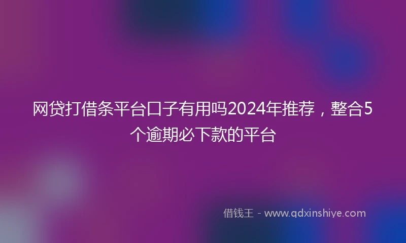 网贷打借条平台口子有用吗2024年推荐，整合5个逾期必下款的平台