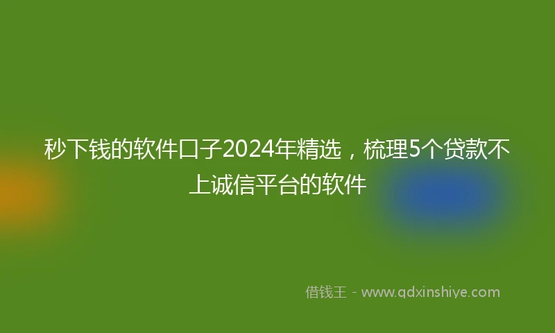 秒下钱的软件口子2024年精选，梳理5个贷款不上诚信平台的软件