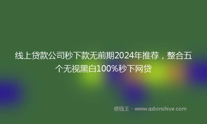 线上贷款公司秒下款无前期2024年推荐，整合五个无视黑白100%秒下网贷