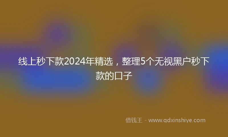 线上秒下款2024年精选，整理5个无视黑户秒下款的口子