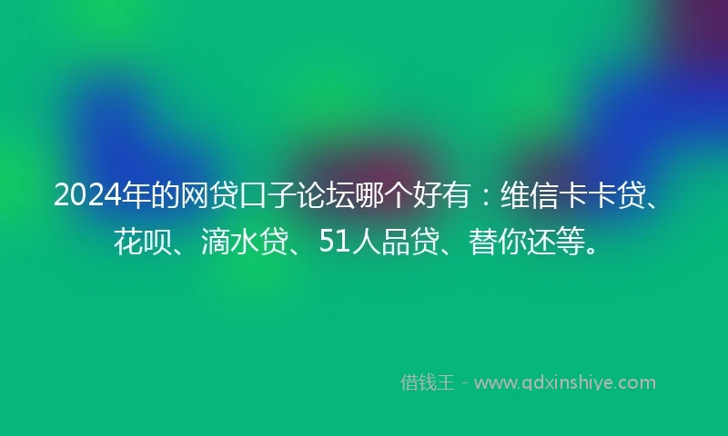 2024年的网贷口子论坛哪个好有：维信卡卡贷、花呗、滴水贷、51人品贷、替你还等。