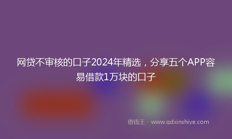 网贷不审核的口子2024年精选，分享五个APP容易借款1万块的口子
