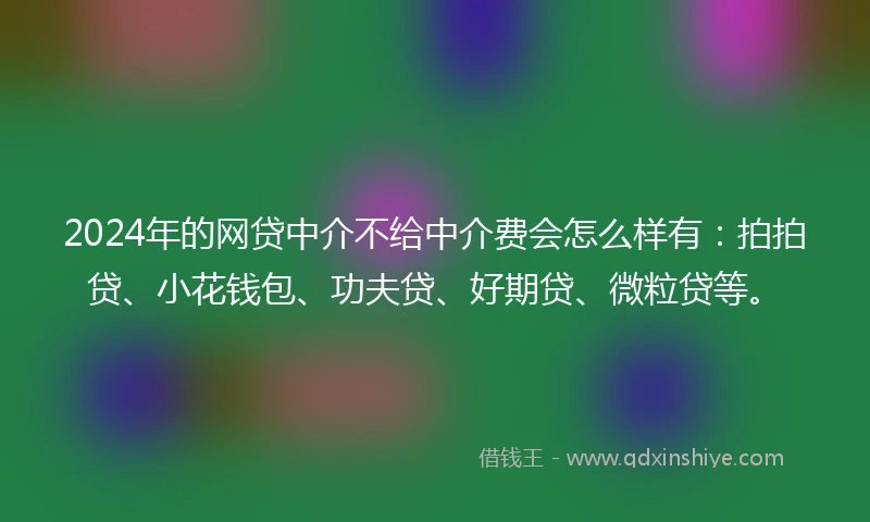 2024年的网贷中介不给中介费会怎么样有：拍拍贷、小花钱包、功夫贷、好期贷、微粒贷等。