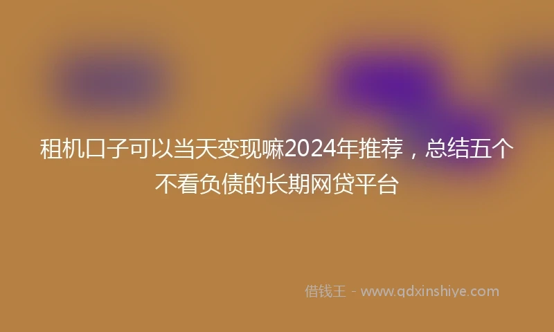 租机口子可以当天变现嘛2024年推荐，总结五个不看负债的长期网贷平台
