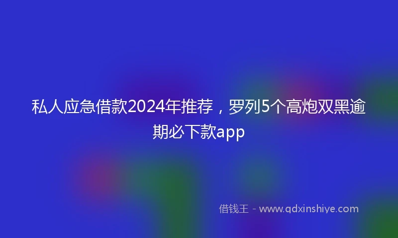 私人应急借款2024年推荐，罗列5个高炮双黑逾期必下款app