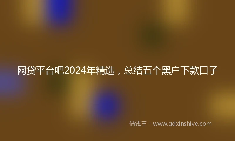 网贷平台吧2024年精选，总结五个黑户下款口子