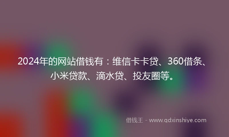 2024年的网站借钱有：维信卡卡贷、360借条、小米贷款、滴水贷、投友圈等。