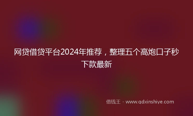 网贷借贷平台2024年推荐，整理五个高炮口子秒下款最新