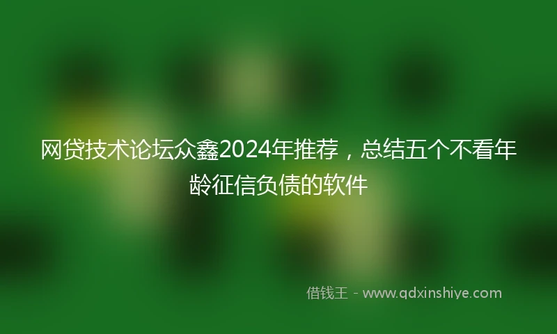 网贷技术论坛众鑫2024年推荐,总结五个不看年龄征信负债的软件