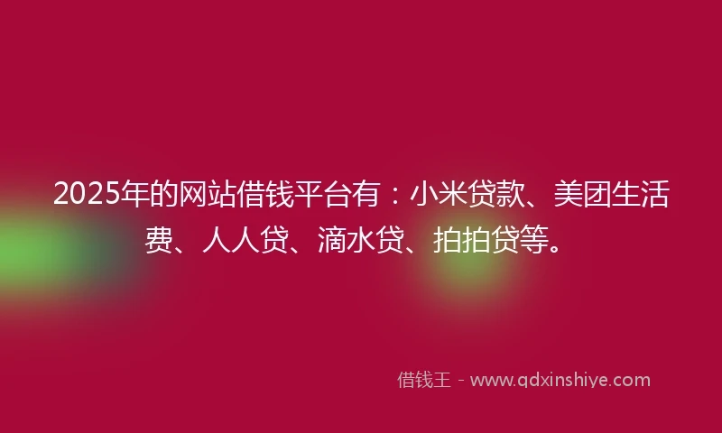 2025年的网站借钱平台有：小米贷款、美团生活费、人人贷、滴水贷、拍拍贷等。