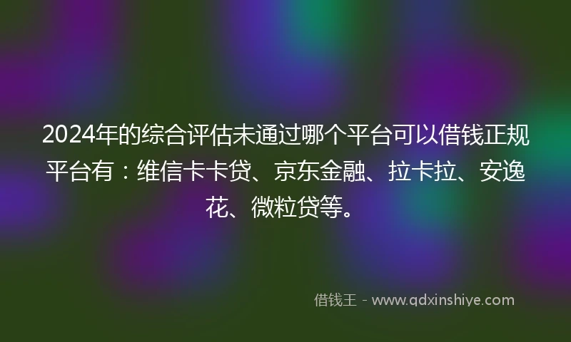 2024年的综合评估未通过哪个平台可以借钱正规平台有：维信卡卡贷、京东金融、拉卡拉、安逸花、微粒贷等。