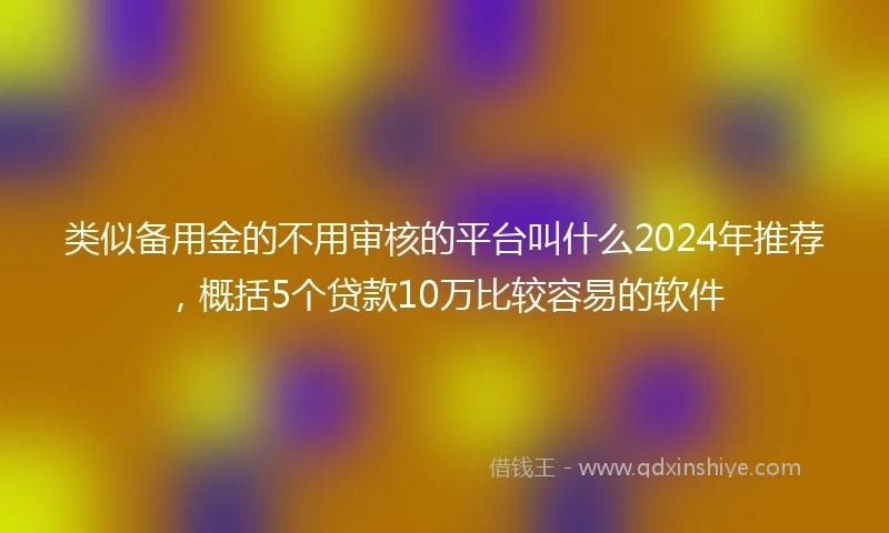 类似备用金的不用审核的平台叫什么2024年推荐，概括5个贷款10万比较容易的软件