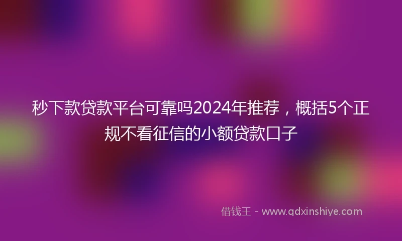 秒下款贷款平台可靠吗2024年推荐，概括5个正规不看征信的小额贷款口子