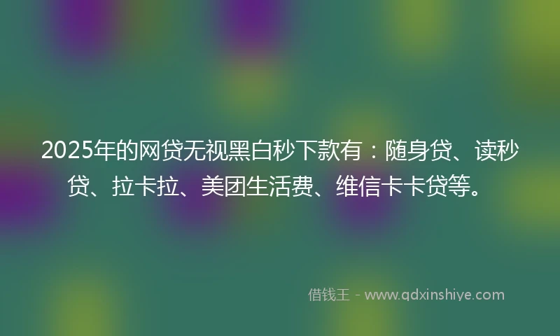2025年的网贷无视黑白秒下款有：随身贷、读秒贷、拉卡拉、美团生活费、维信卡卡贷等。