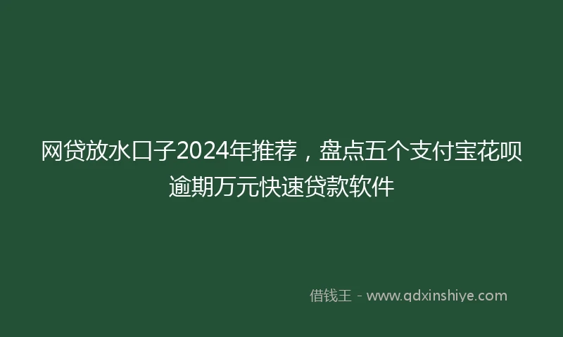 网贷放水口子2024年推荐，盘点五个支付宝花呗逾期万元快速贷款软件