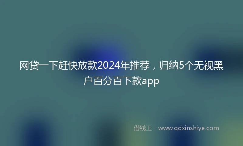 网贷一下赶快放款2024年推荐，归纳5个无视黑户百分百下款app