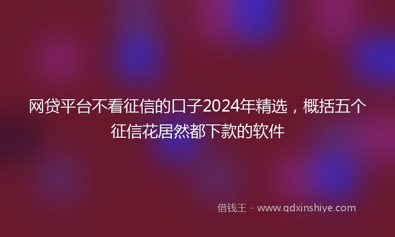 网贷平台不看征信的口子2024年精选，概括五个征信花居然都下款的软件