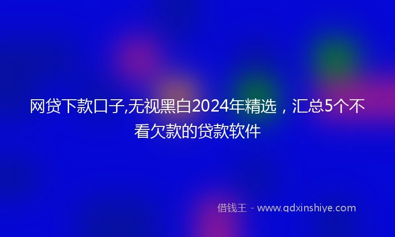 网贷下款口子,无视黑白2024年精选，汇总5个不看欠款的贷款软件
