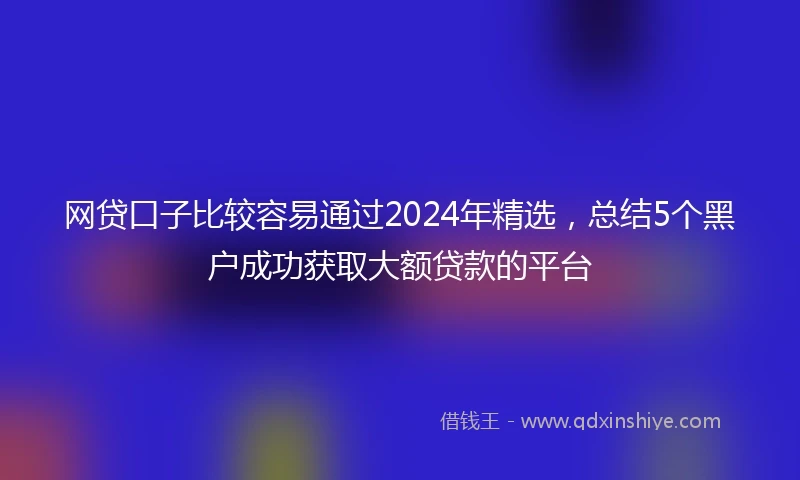 网贷口子比较容易通过2024年精选，总结5个黑户成功获取大额贷款的平台