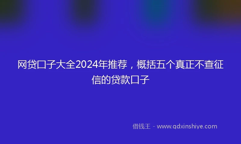 网贷囗子大全2024年推荐，概括五个真正不查征信的贷款口子