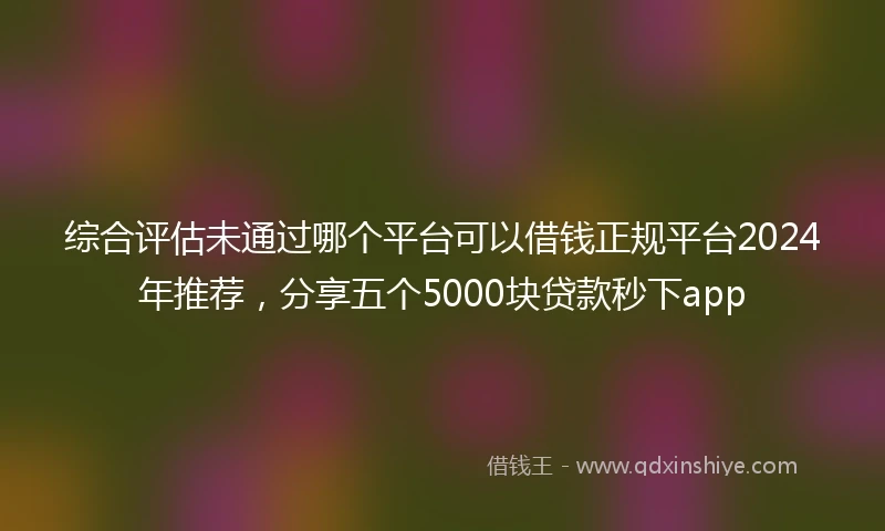 综合评估未通过哪个平台可以借钱正规平台2024年推荐，分享五个5000块贷款秒下app