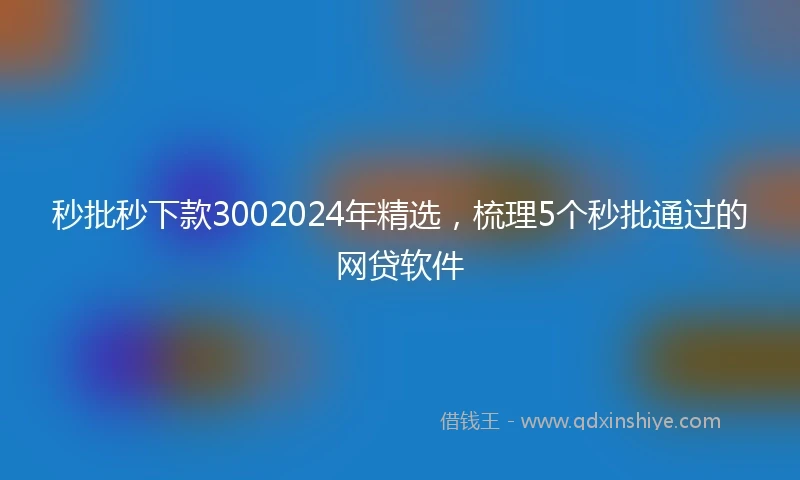 秒批秒下款3002024年精选，梳理5个秒批通过的网贷软件