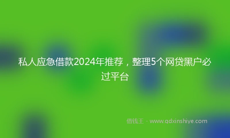 私人应急借款2024年推荐，整理5个网贷黑户必过平台