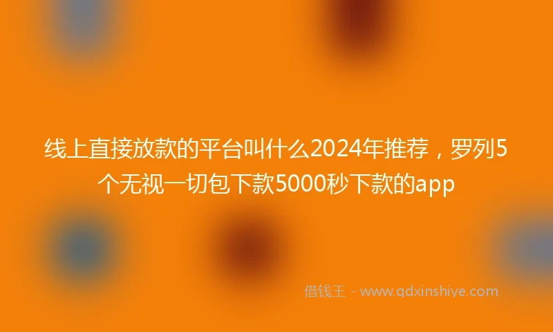 线上直接放款的平台叫什么2024年推荐，罗列5个无视一切包下款5000秒下款的app