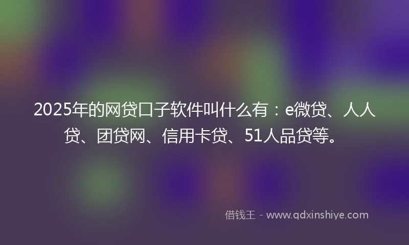 2025年的网贷口子软件叫什么有：e微贷、人人贷、团贷网、信用卡贷、51人品贷等。
