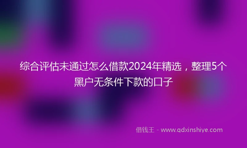 综合评估未通过怎么借款2024年精选，整理5个黑户无条件下款的口子
