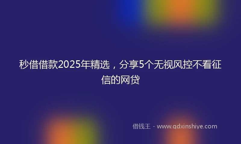 秒借借款2025年精选，分享5个无视风控不看征信的网贷
