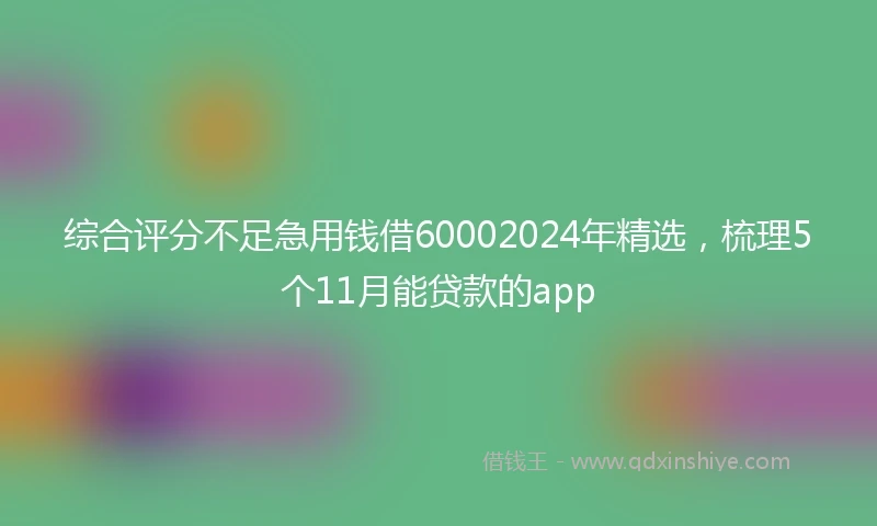 综合评分不足急用钱借60002024年精选，梳理5个11月能贷款的app