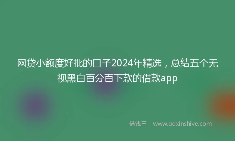 网贷小额度好批的口子2024年精选，总结五个无视黑白百分百下款的借款app