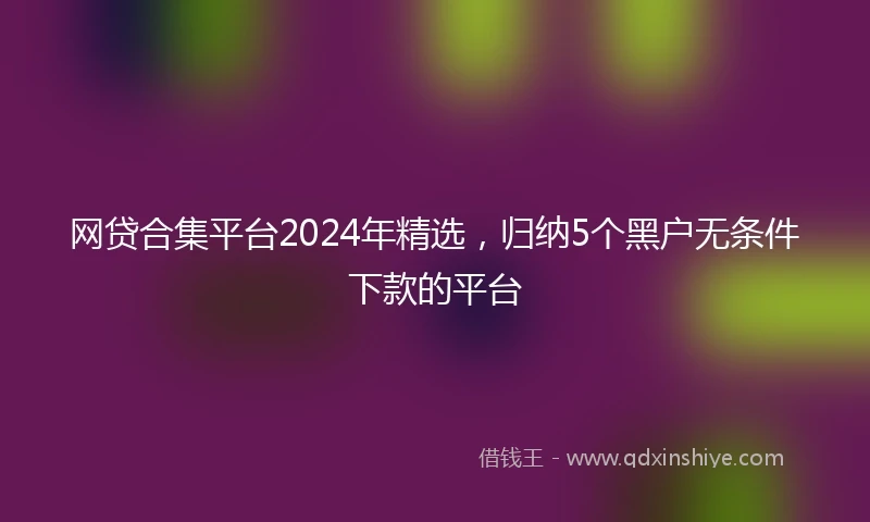 网贷合集平台2024年精选，归纳5个黑户无条件下款的平台