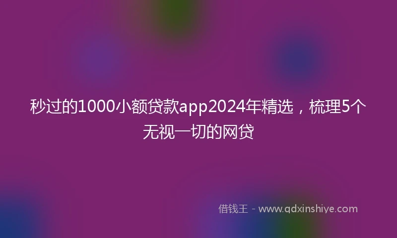 秒过的1000小额贷款app2024年精选，梳理5个无视一切的网贷