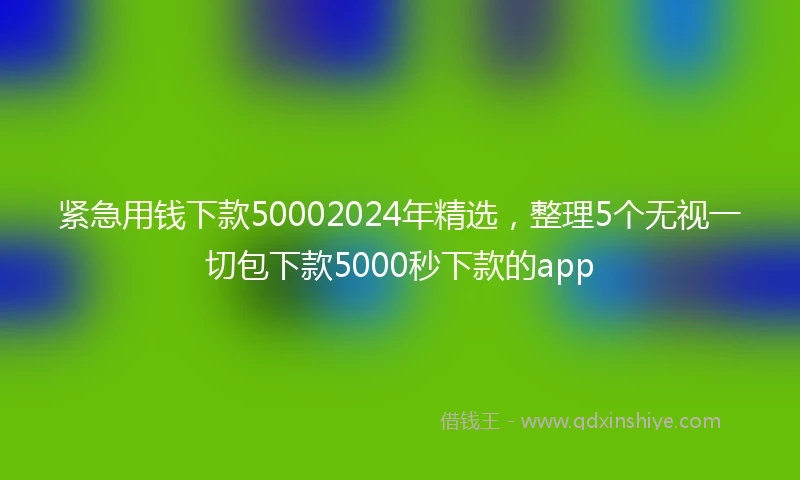 紧急用钱下款50002024年精选，整理5个无视一切包下款5000秒下款的app