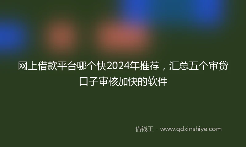 网上借款平台哪个快2024年推荐，汇总五个审贷口子审核加快的软件