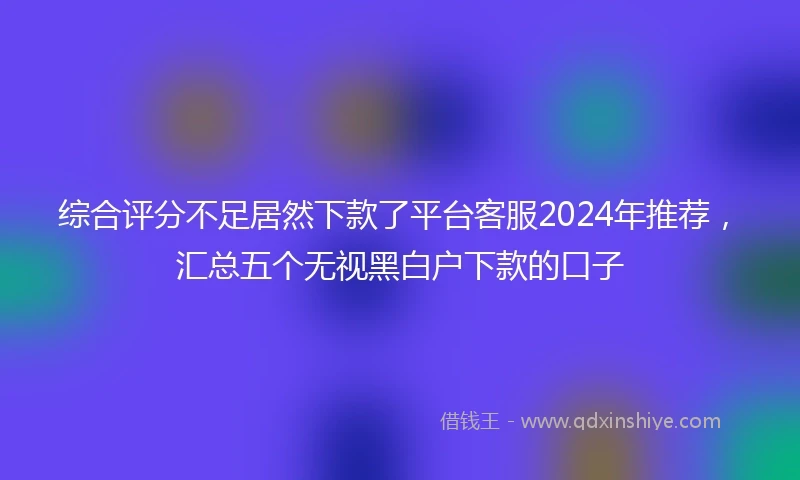 综合评分不足居然下款了平台客服2024年推荐，汇总五个无视黑白户下款的口子