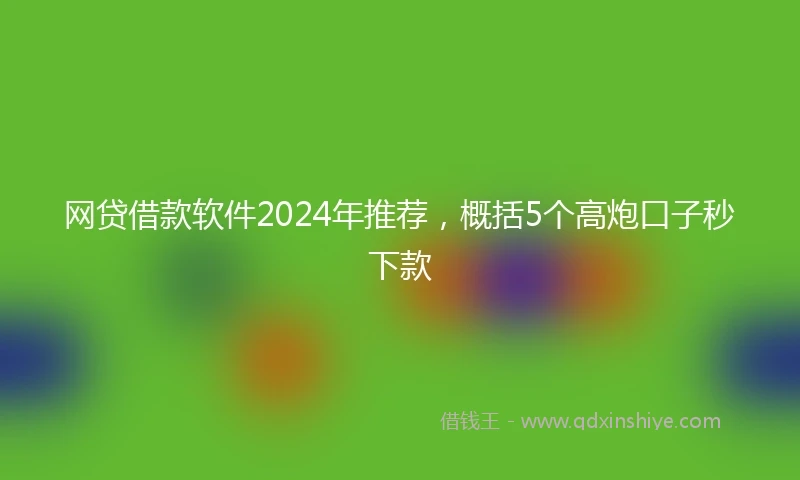 网贷借款软件2024年推荐，概括5个高炮口子秒下款