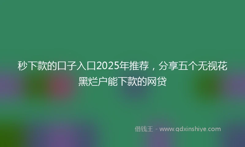 秒下款的口子入口2025年推荐，分享五个无视花黑烂户能下款的网贷