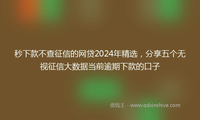秒下款不查征信的网贷2024年精选，分享五个无视征信大数据当前逾期下款的口子