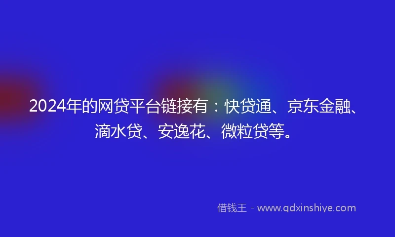 2024年的网贷平台链接有：快贷通、京东金融、滴水贷、安逸花、微粒贷等。