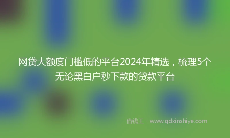 网贷大额度门槛低的平台2024年精选，梳理5个无论黑白户秒下款的贷款平台