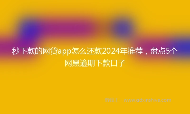 秒下款的网贷app怎么还款2024年推荐，盘点5个网黑逾期下款口子
