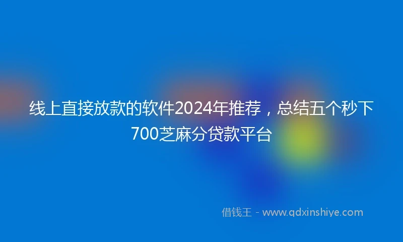 线上直接放款的软件2024年推荐，总结五个秒下700芝麻分贷款平台