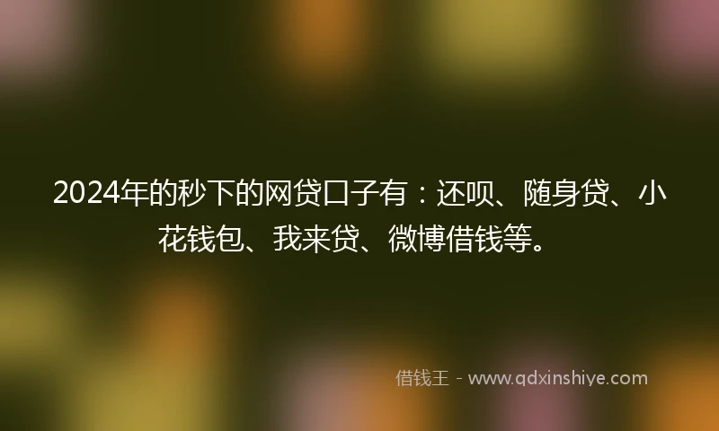 2024年的秒下的网贷口子有：还呗、随身贷、小花钱包、我来贷、微博借钱等。