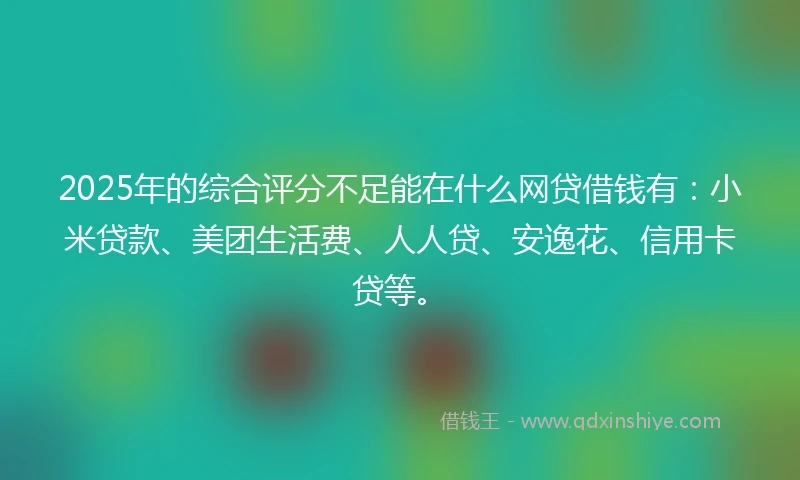 2025年的综合评分不足能在什么网贷借钱有：小米贷款、美团生活费、人人贷、安逸花、信用卡贷等。