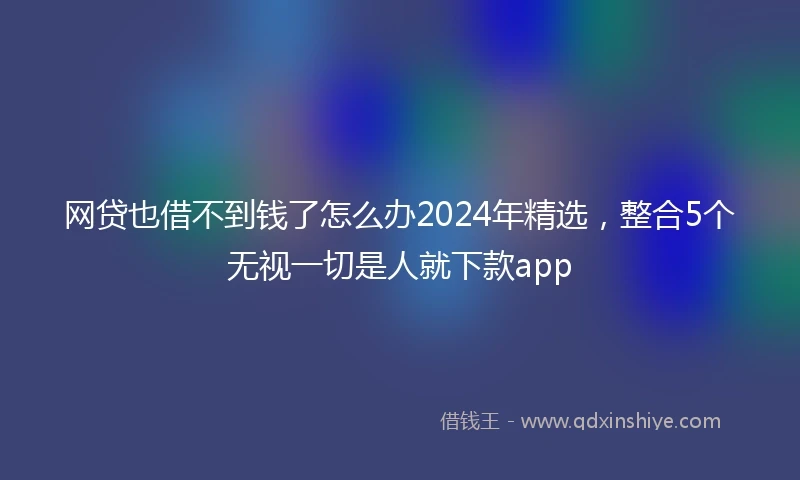 网贷也借不到钱了怎么办2024年精选，整合5个无视一切是人就下款app