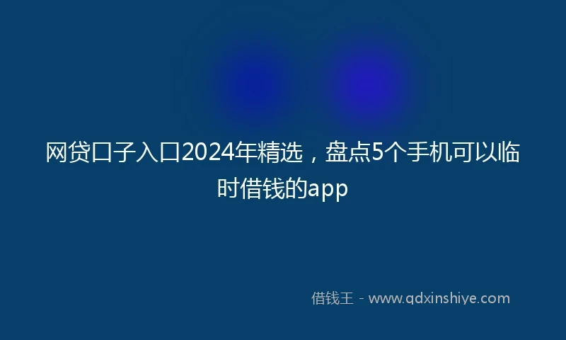 网贷口子入口2024年精选，盘点5个手机可以临时借钱的app
