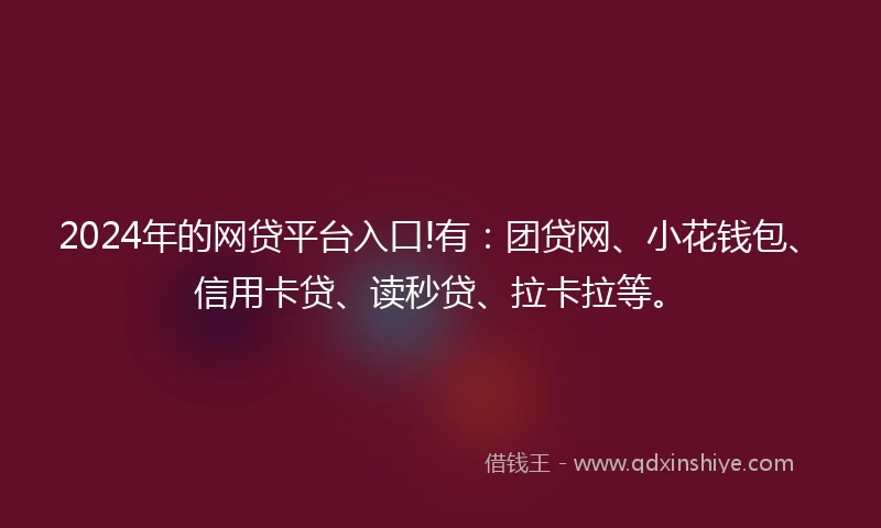 2024年的网贷平台入口!有：团贷网、小花钱包、信用卡贷、读秒贷、拉卡拉等。